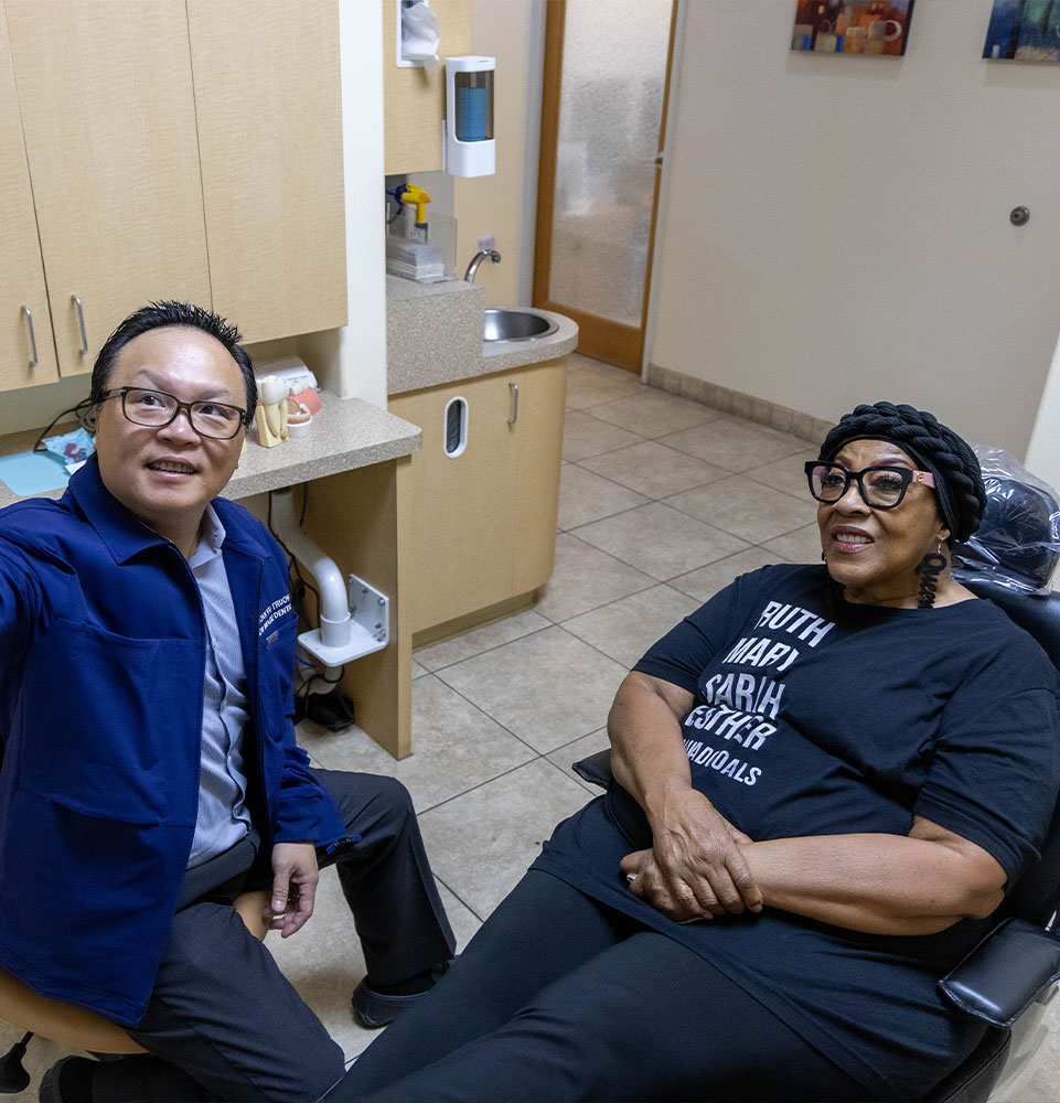 Dr. Truong talking to patient about cosmetic dentistry options